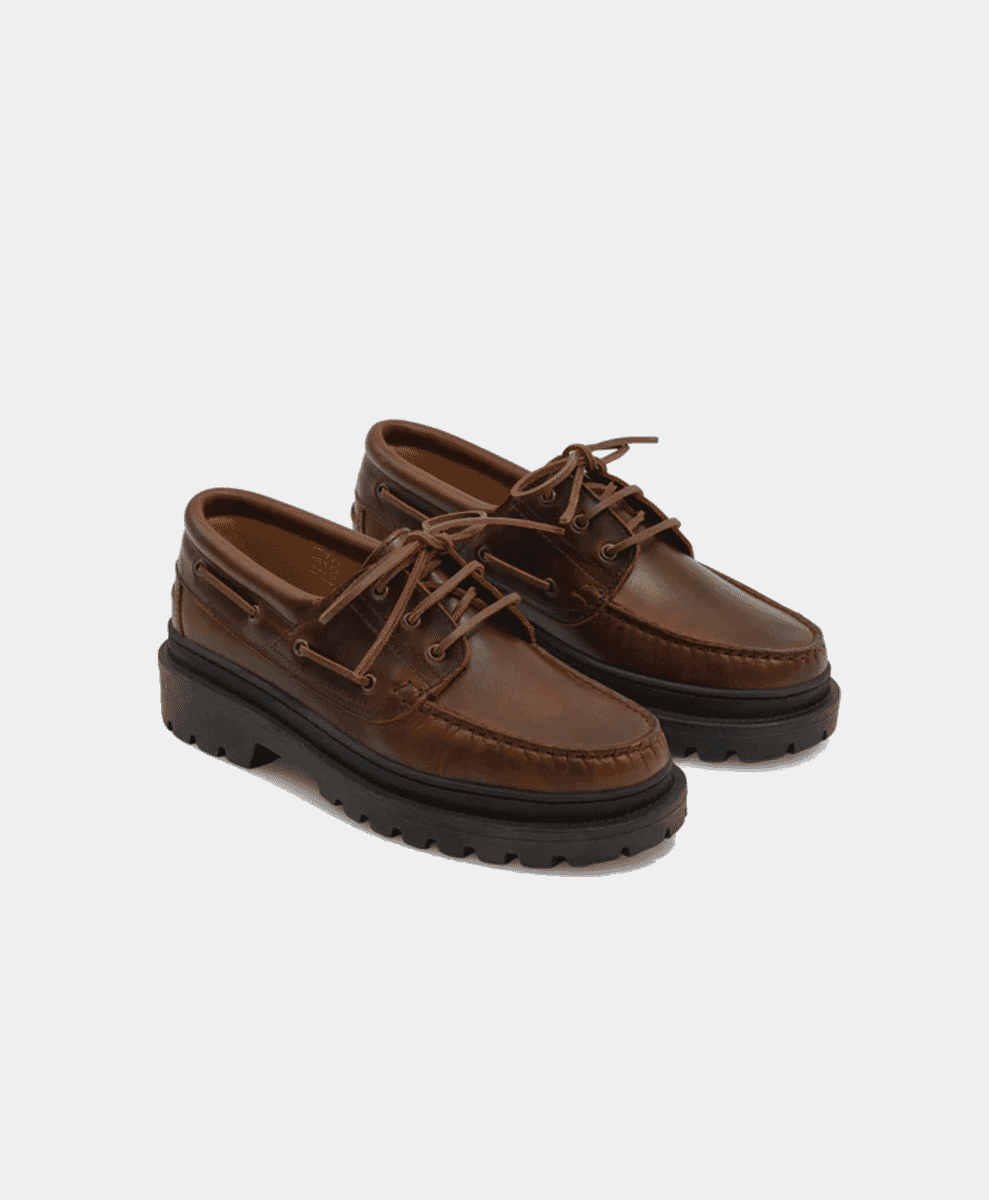 S.T. Valentin - Brown Italian Leather Chunky Sole Boat Shoes