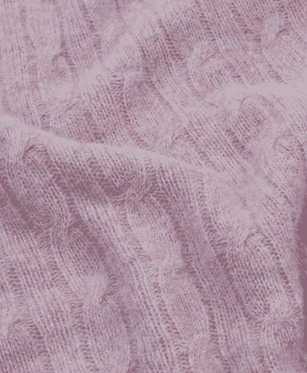 Lilac Brushed Cable Knit Shetland Crew Neck Jumper