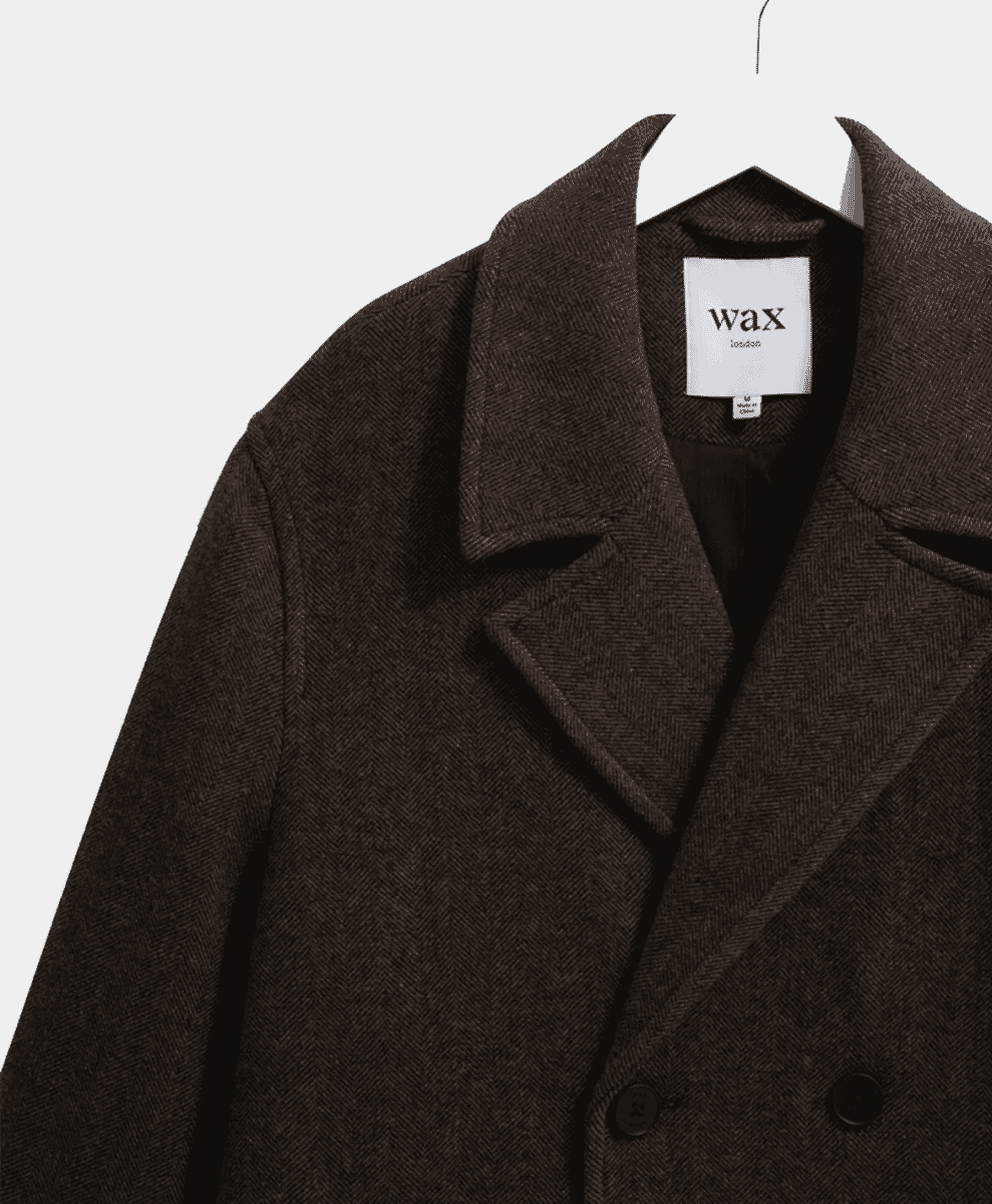 Magnus - Brown Herringbone Double-Breasted Wool Overcoat