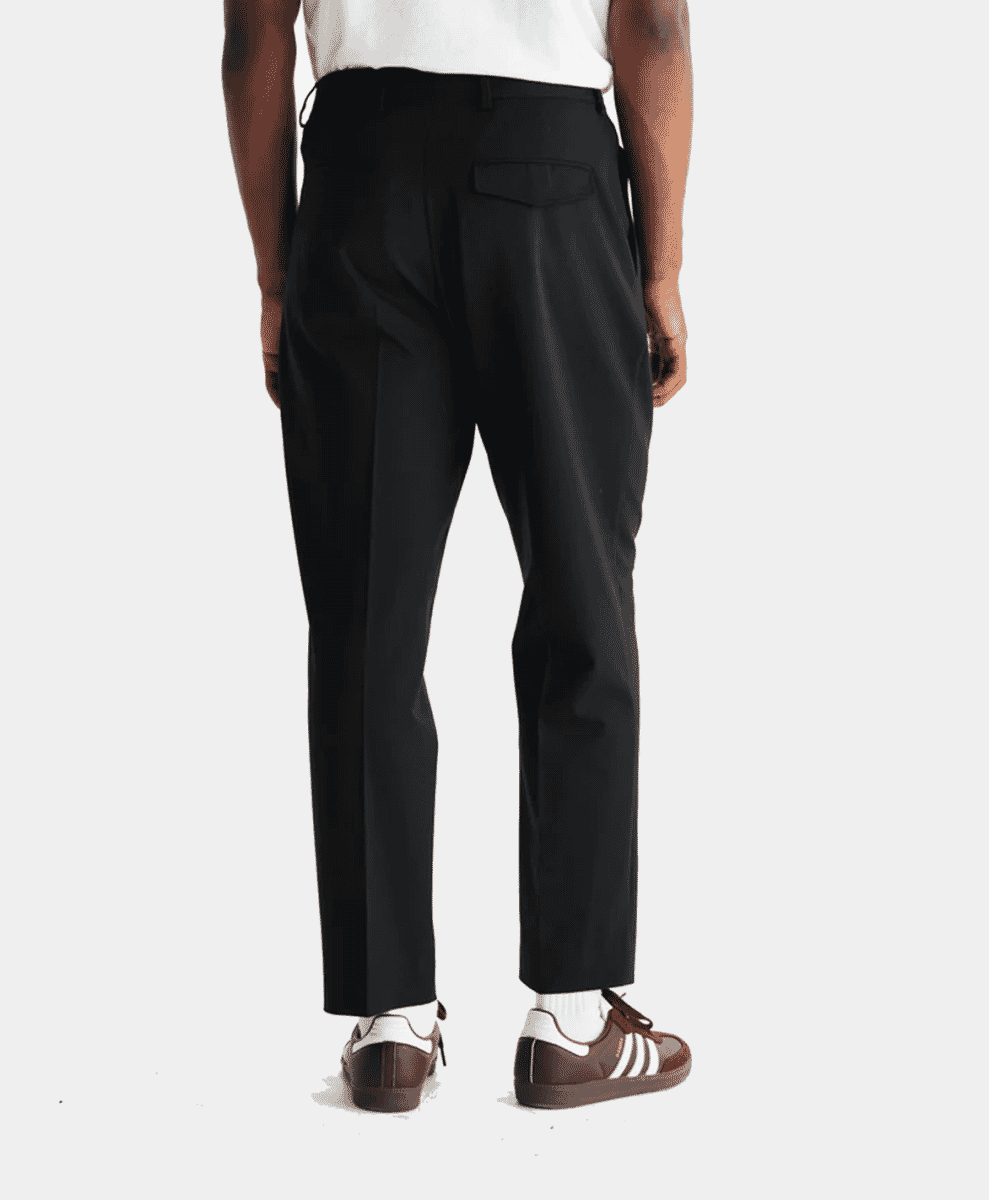 wax london Aubyn - Black Wool Blend Twill Pleated Trousers