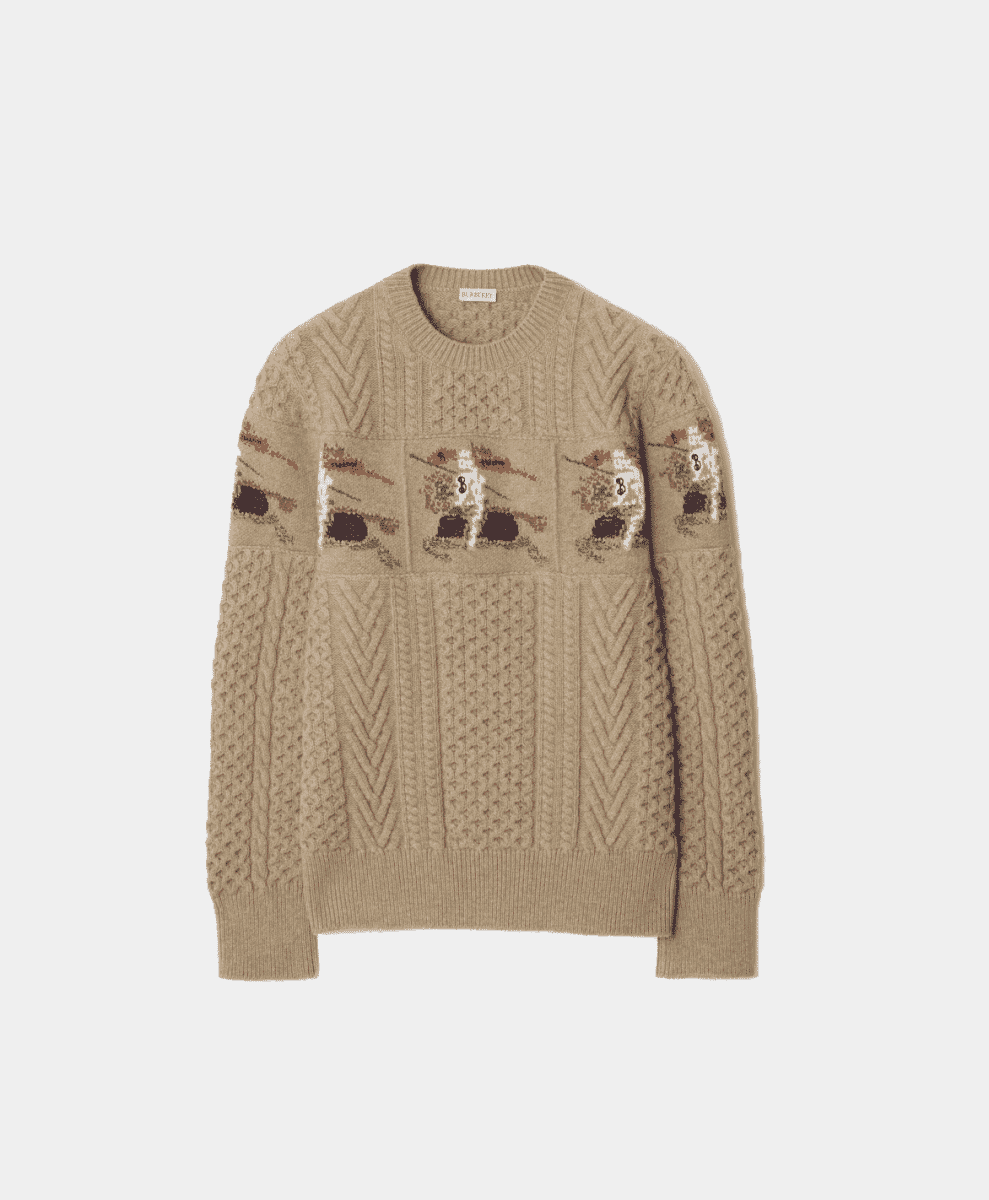 burberry EKD Aran Knit Wool Sweater