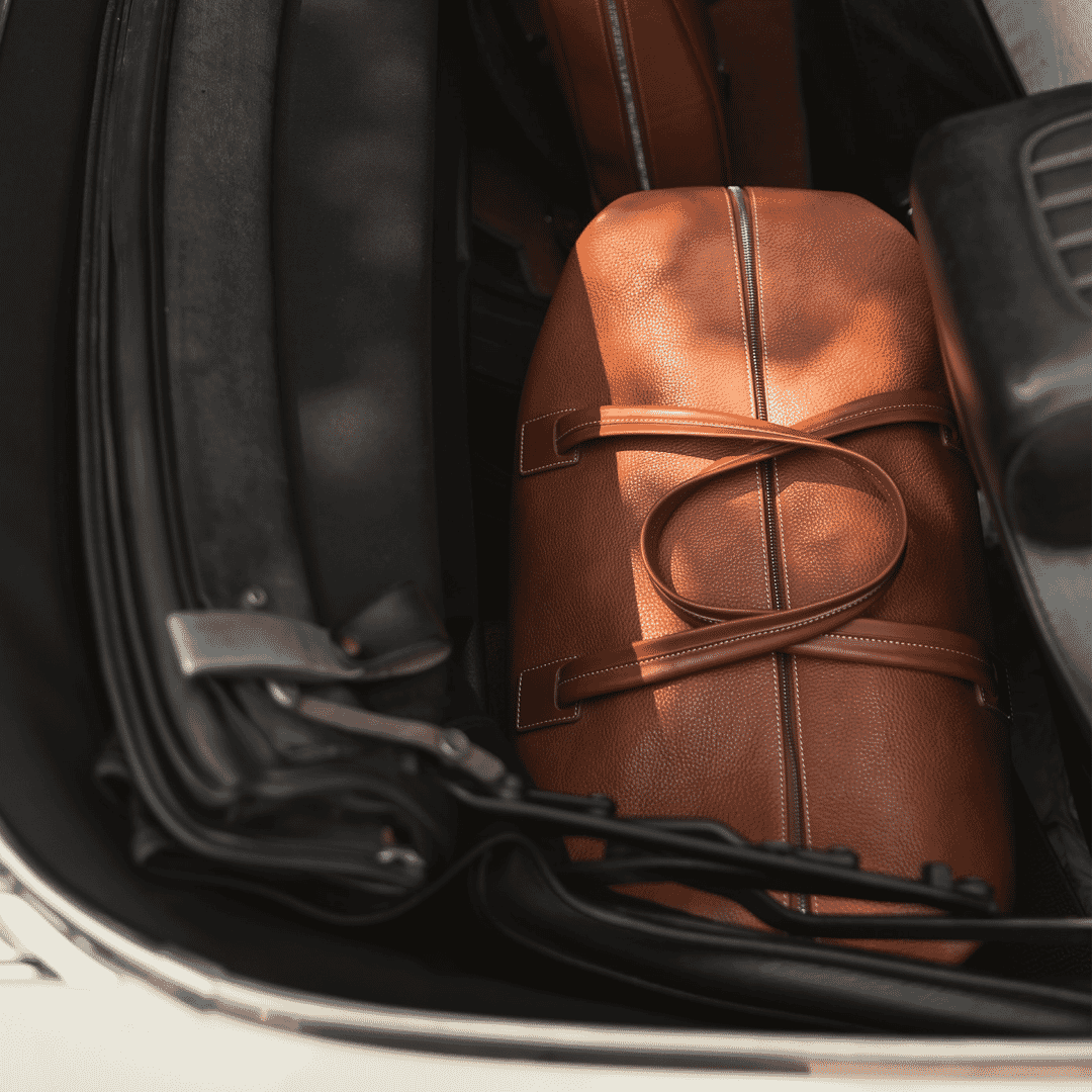 lundi briwn weekend bag in car