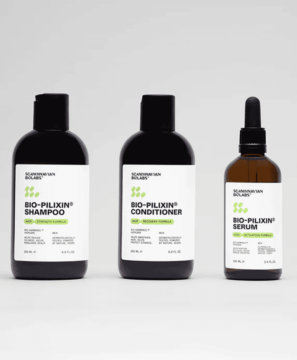 Scandinavian Biolabs , hair growth serum bottle conditioner and shampoo