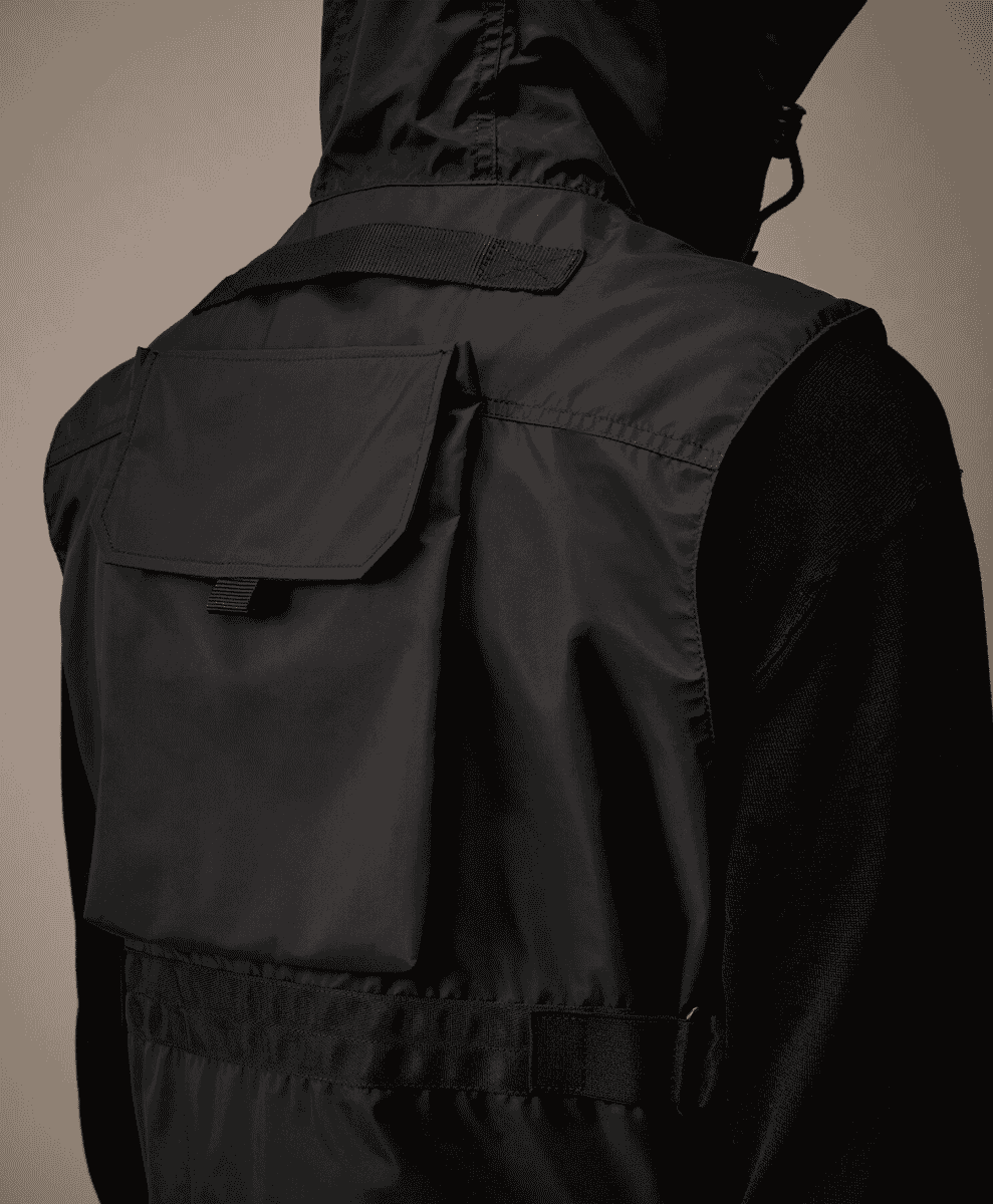Junya Watanabe MAN x C.P. Company Has Us Praying for Rain ss25 black vest gilet
