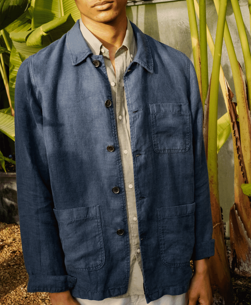 ISTO LINEN SS25 NAVY JACKET KHAKI SHIRT