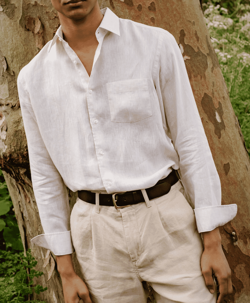 ISTO LINEN SS25 WHITE SHIRT