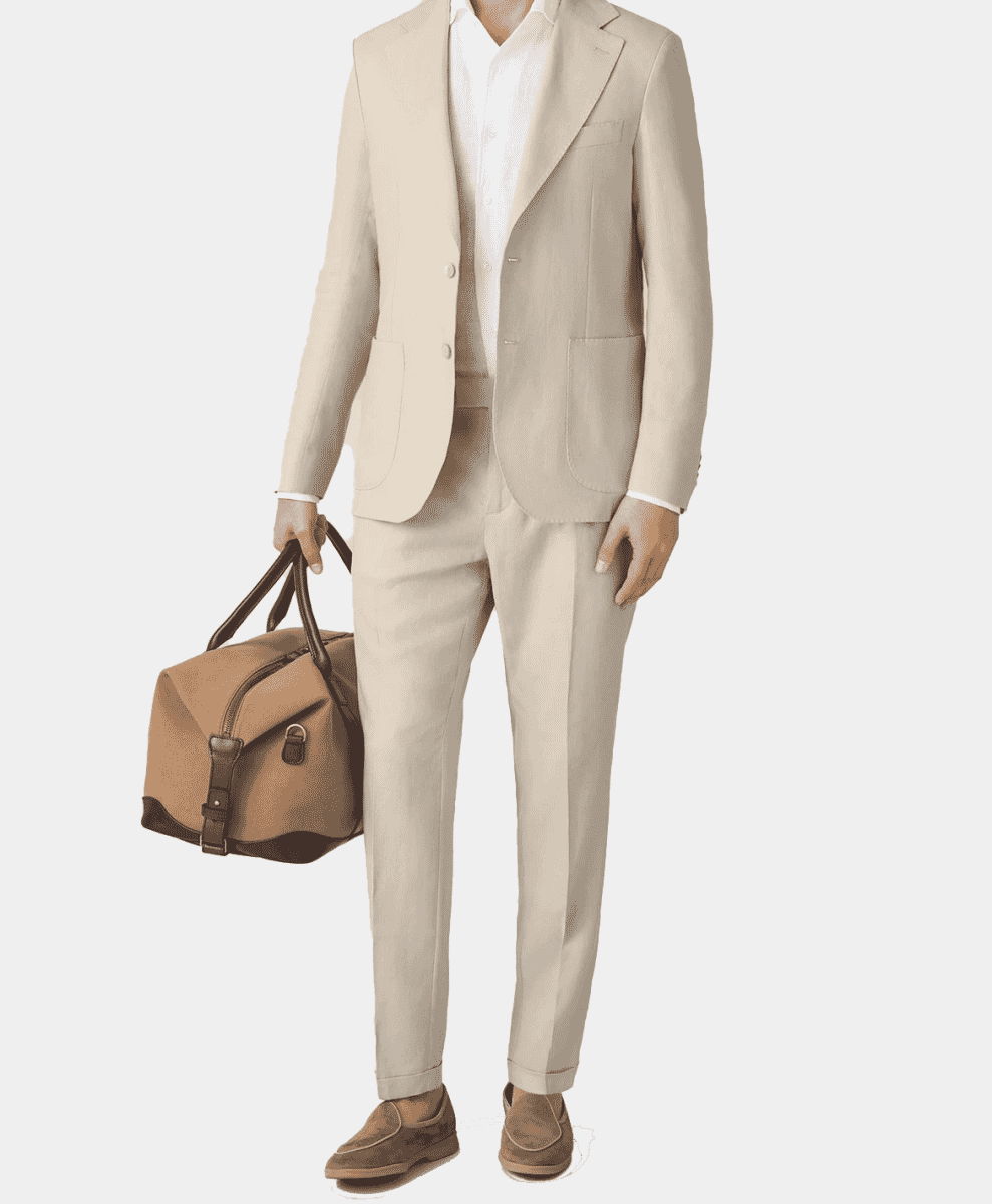 The light-coloured linen suit Luca Faloni