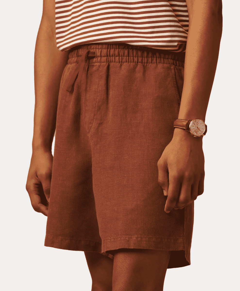 LINEN SHORTS ISTO CLAY