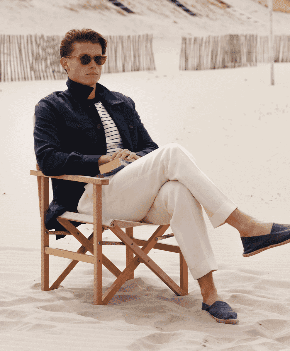 BESNARD Stone Single Pleat Linen Trousers