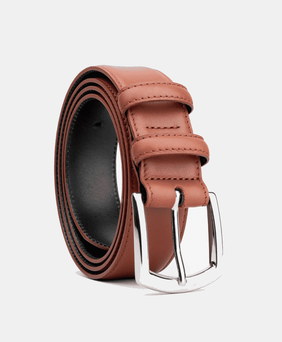 SILVIO
Classic Smooth Leather Belt Cognac dalgado