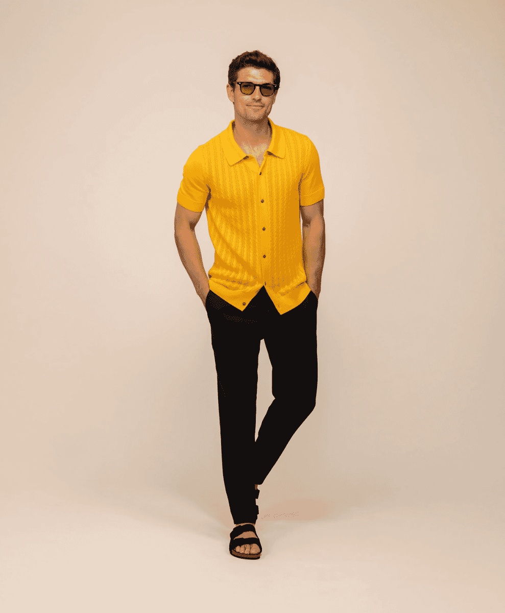 Cable Knit Short Sleeve Shirt
