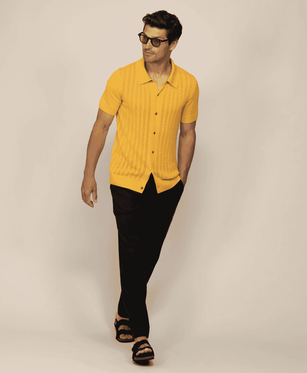 Cable Knit Short Sleeve Shirt