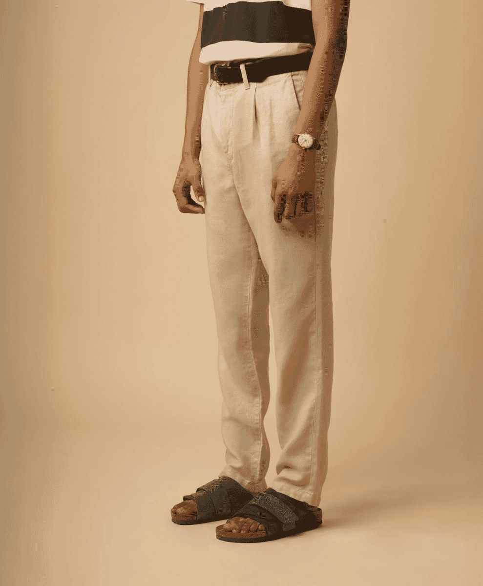 beige Pleated linen trousers isto