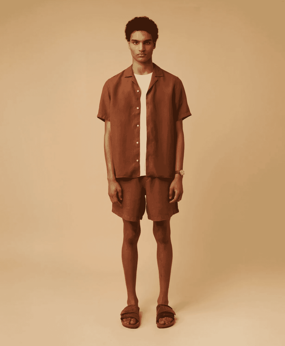 isto Camp-collar linen shirt