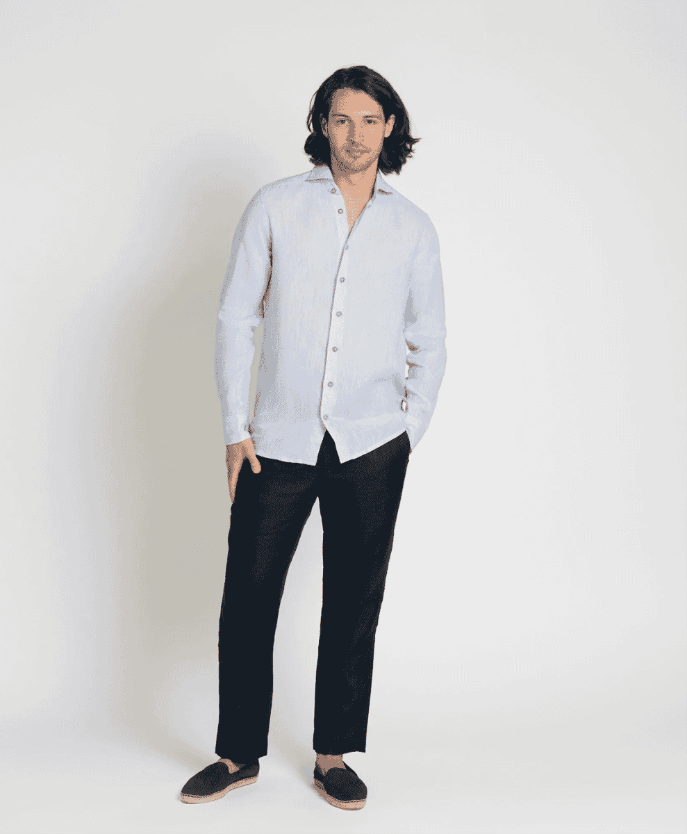 Long-sleeve Linen Shirt Light Blue Resort co