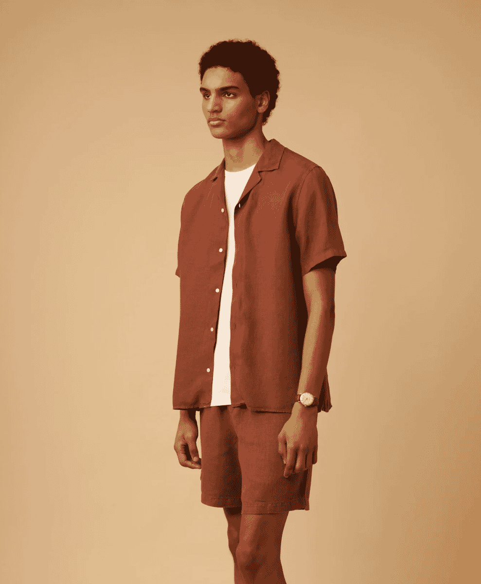 isto Camp-collar linen shirt