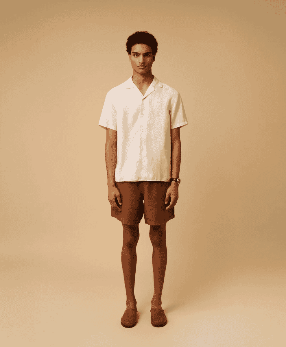 CAMP-COLLAR LINEN sand isto.