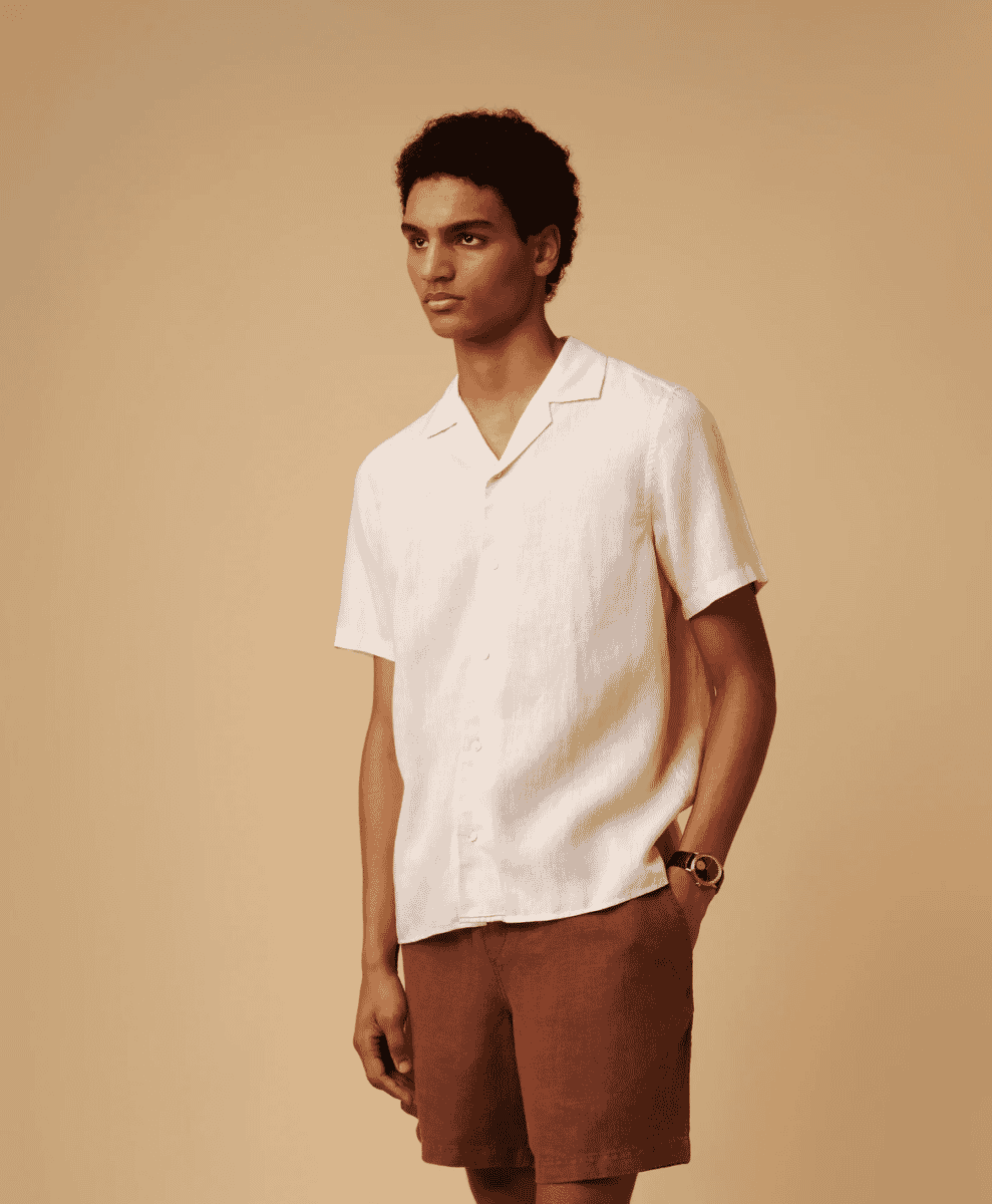 CAMP-COLLAR LINEN sand isto.