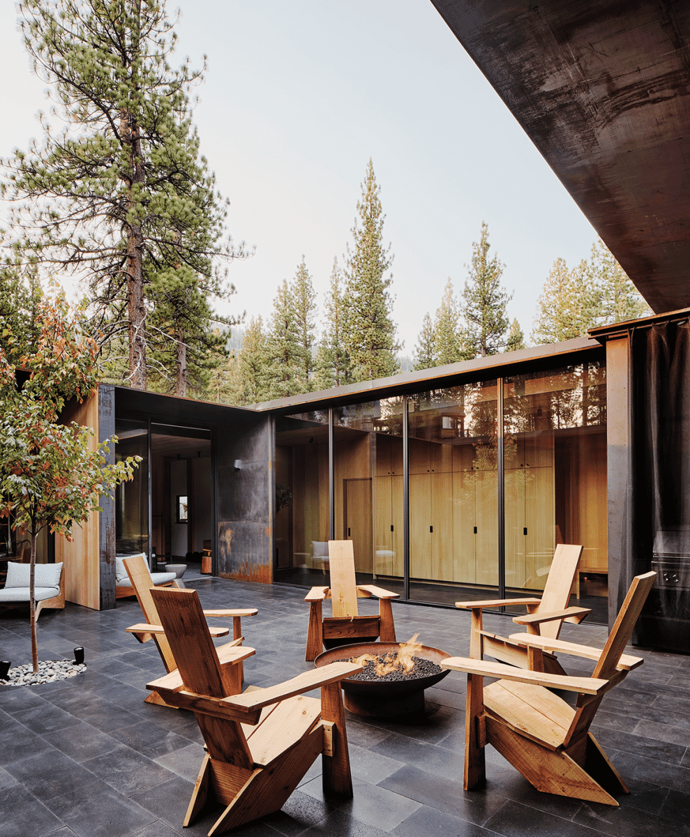 CAMPout, a fire-resistant house located in the shadow of an 8,000-foot-tall extinct volcano in the Sierra Nevada designed by Faulkner Architects with NICOLEHOLLIS 