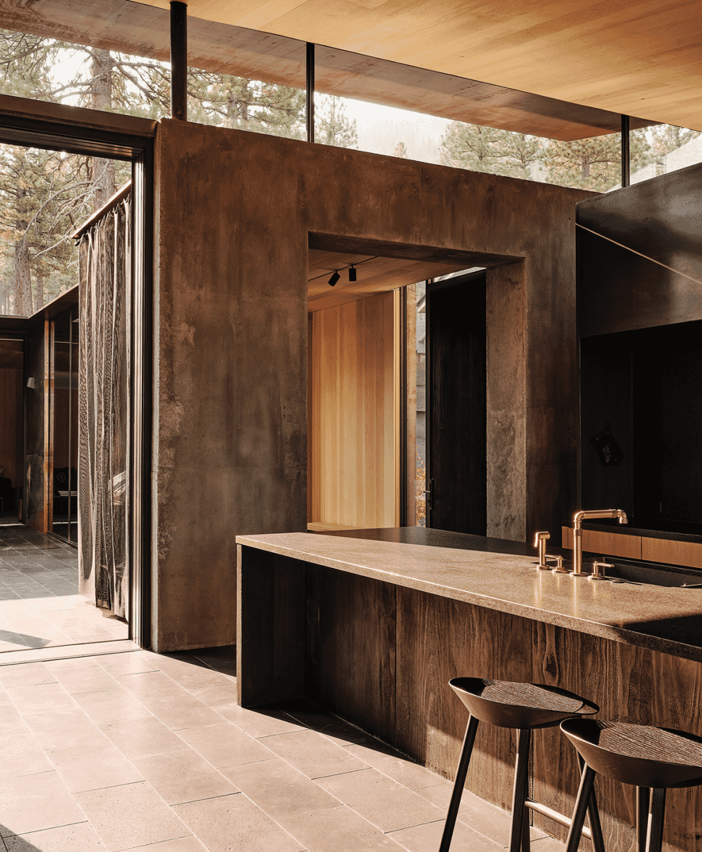 CAMPout, a fire-resistant house located in the shadow of an 8,000-foot-tall extinct volcano in the Sierra Nevada designed by Faulkner Architects with NICOLEHOLLIS 
