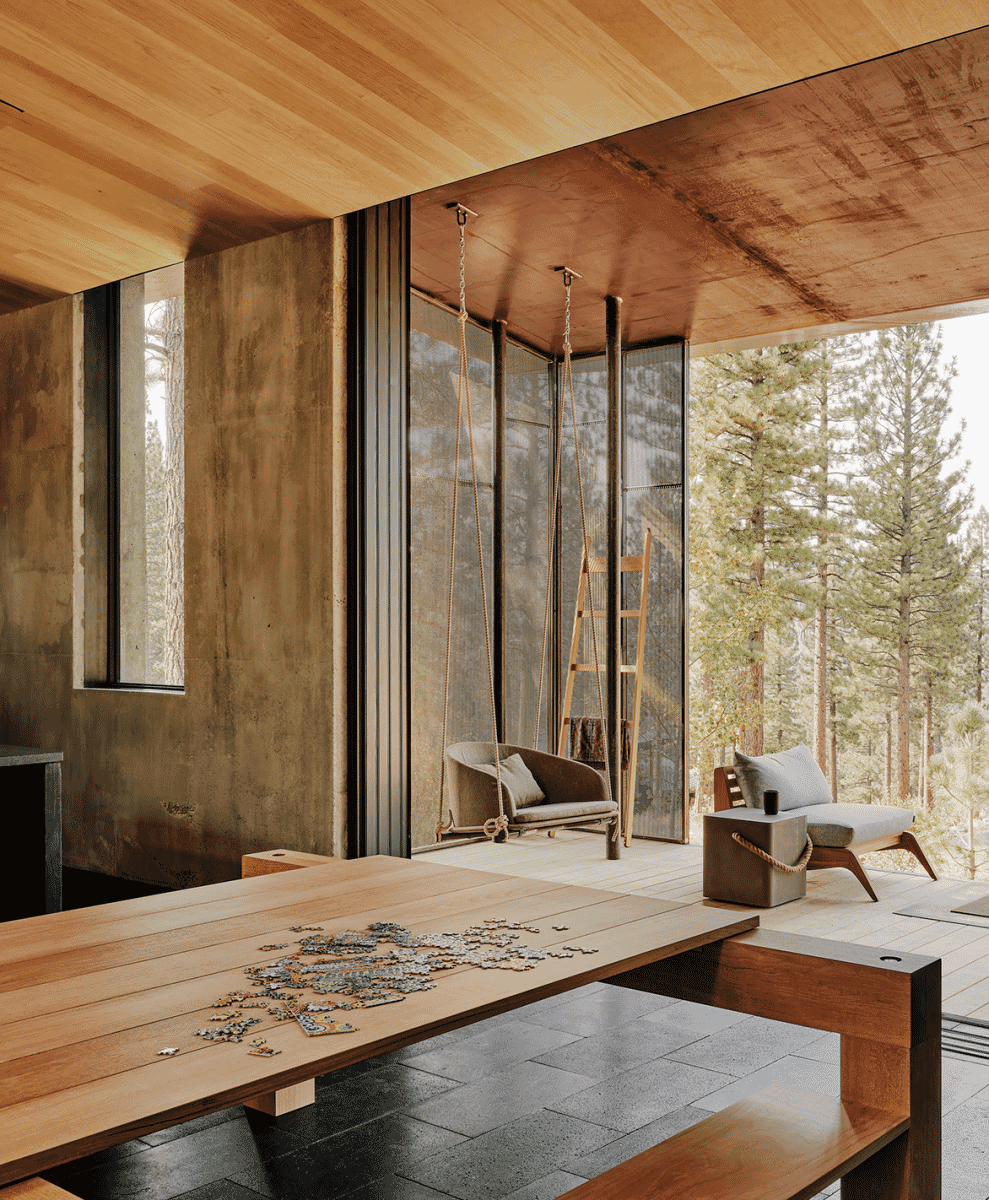 CAMPout, a fire-resistant house located in the shadow of an 8,000-foot-tall extinct volcano in the Sierra Nevada designed by Faulkner Architects with NICOLEHOLLIS 