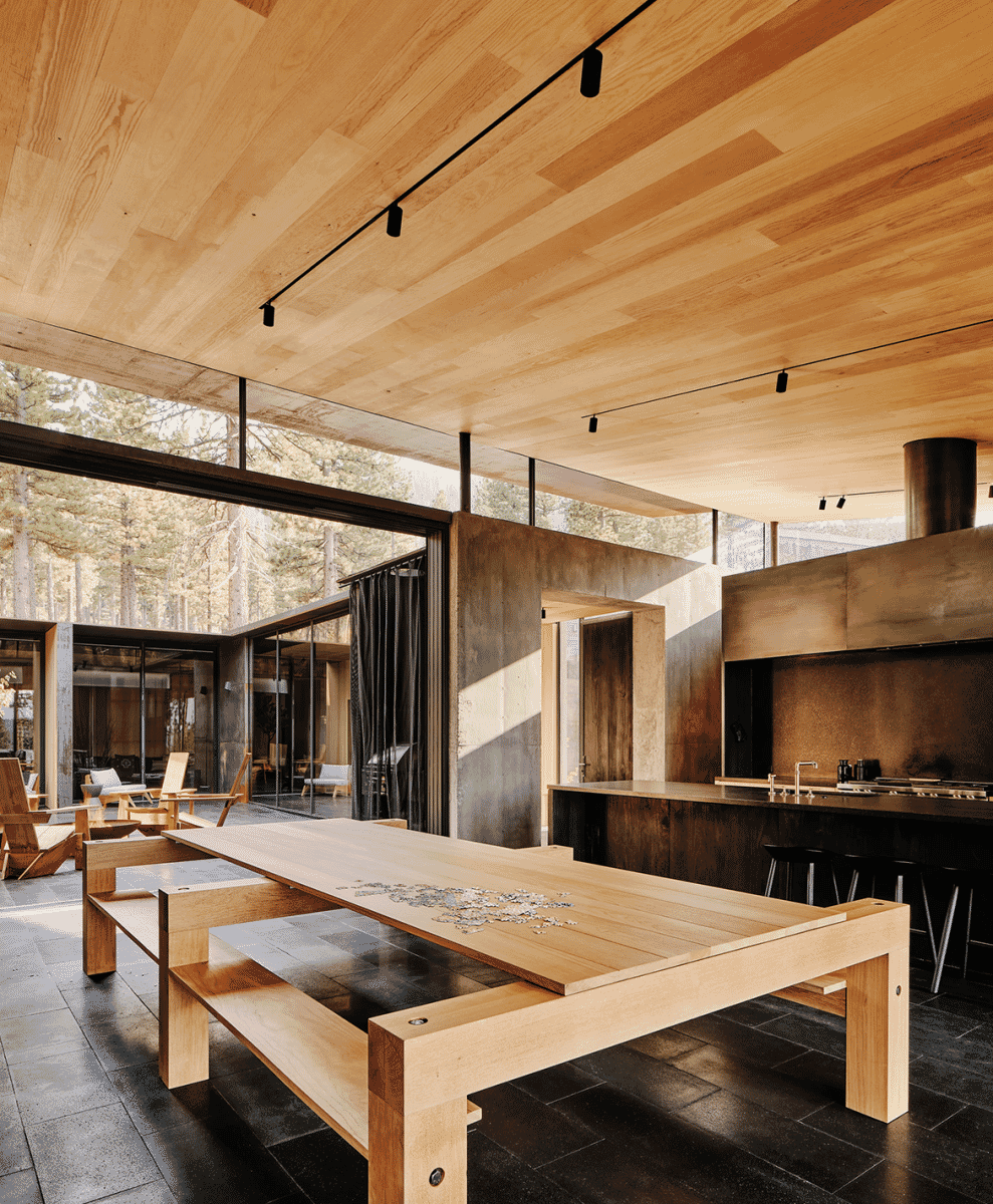 CAMPout, a fire-resistant house located in the shadow of an 8,000-foot-tall extinct volcano in the Sierra Nevada designed by Faulkner Architects with NICOLEHOLLIS 