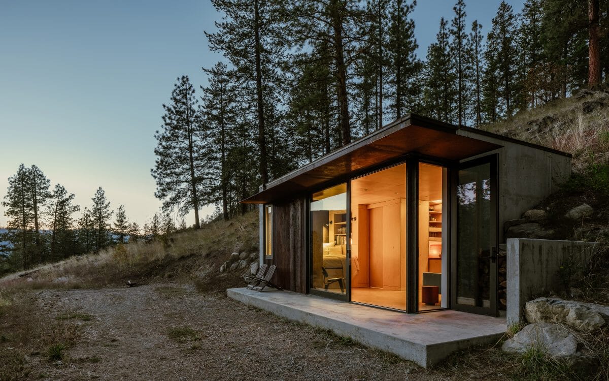Tinyleaf, a cabin tucked into the hillside in Washington state's Methow Valley by GO'C