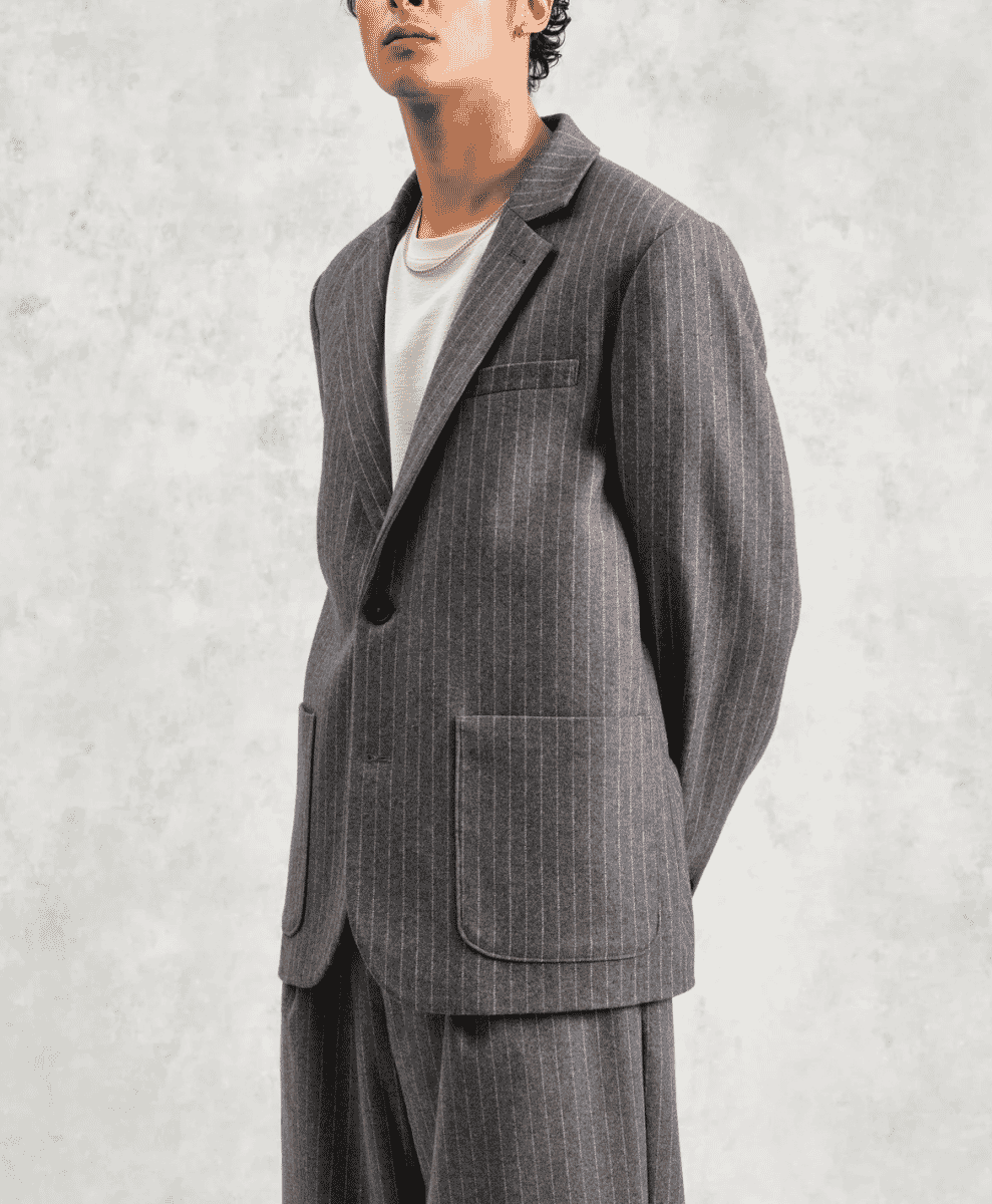 Fintry - Charcoal Grey Pinstripe Wool Blazer