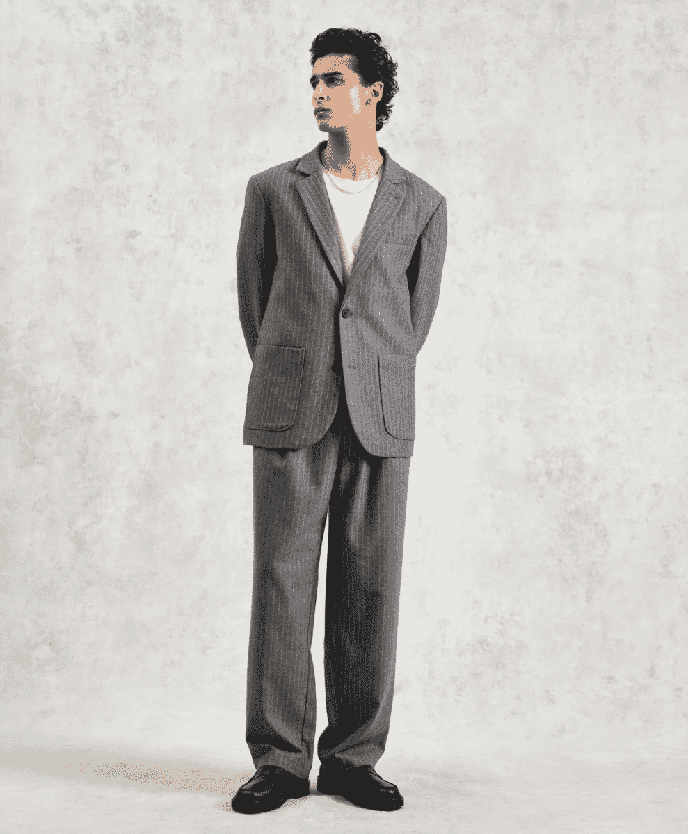 Fintry - Charcoal Grey Pinstripe Wool Blazer