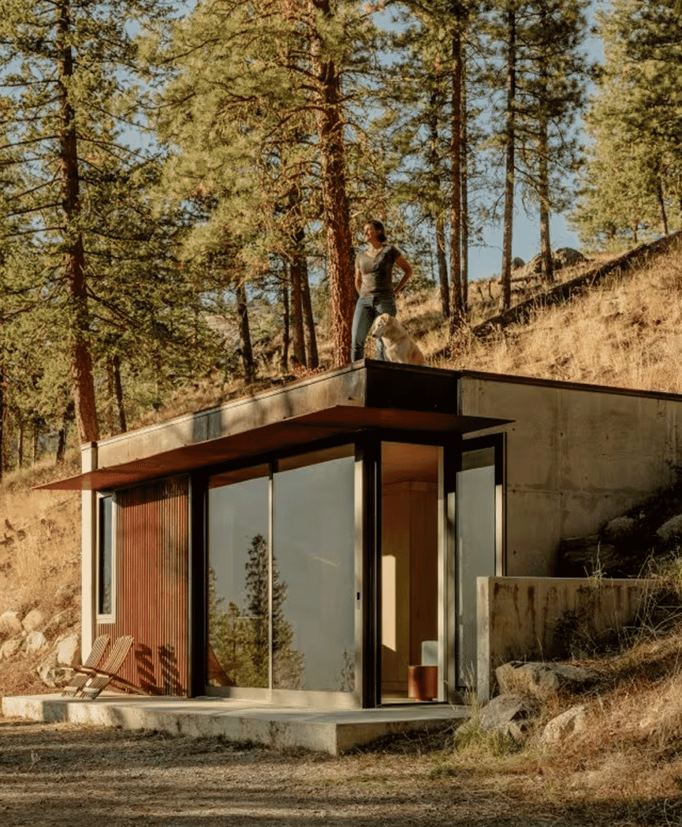 Tinyleaf, a cabin tucked into the hillside in Washington state's Methow Valley by GO'C