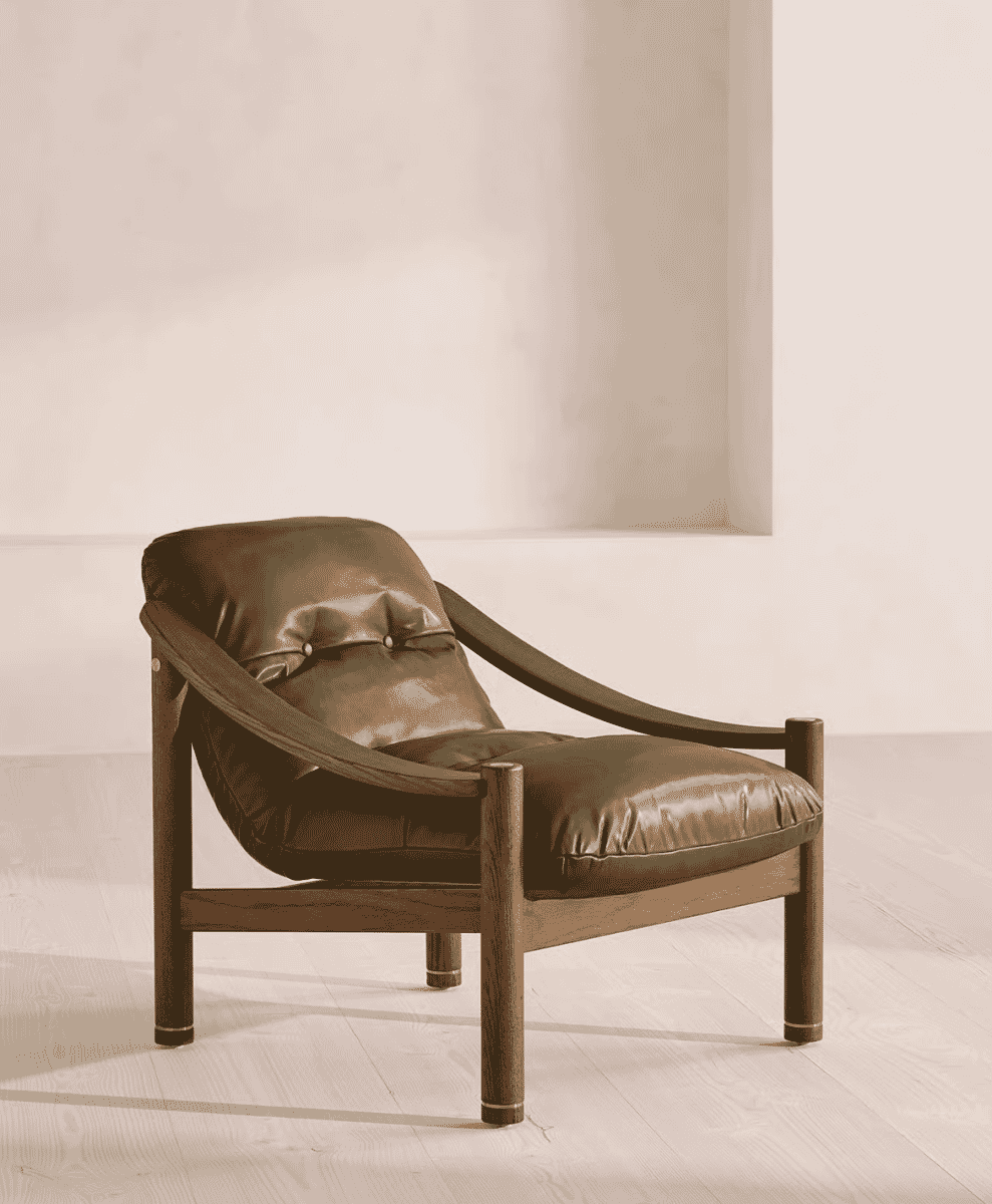 Karine Armchair, Dark Stain, Leather