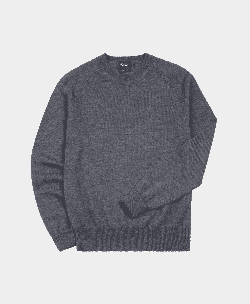 Drakes
Grey Melange Merino Crew Neck Jumper