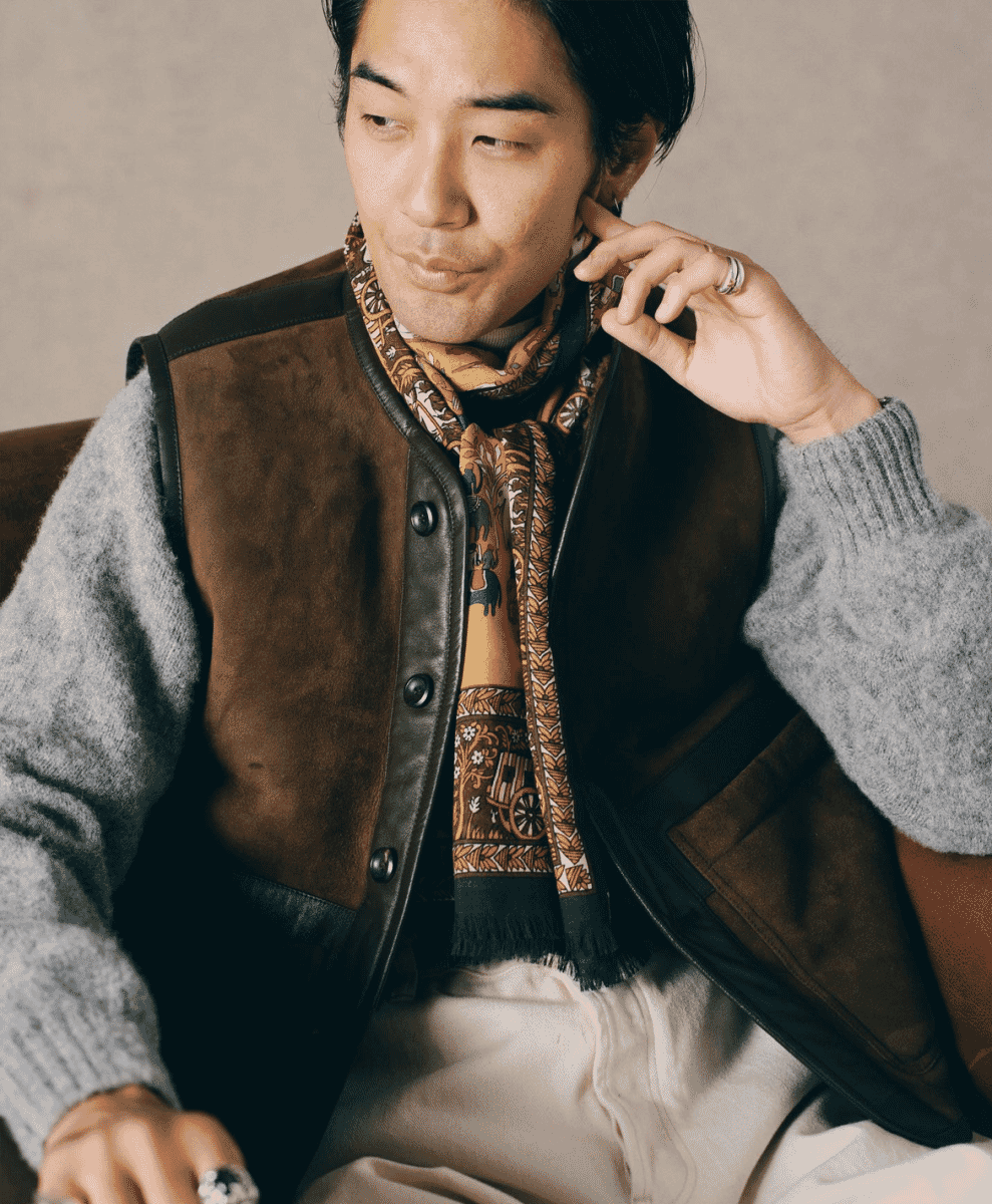 Dark Brown Suede Shearling Vest Drakes