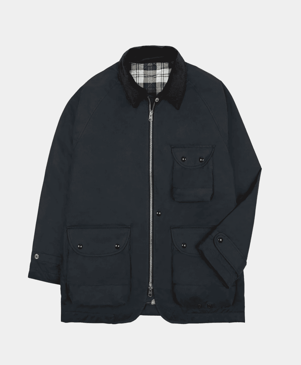 Drakes Navy Waxed Coverall Jacket
