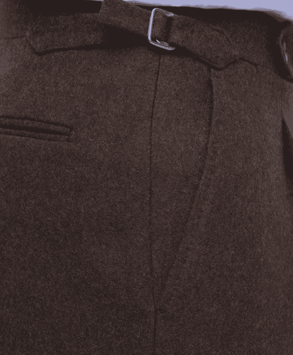 besnard Dark Brown Single Pleat Flannel Trousers