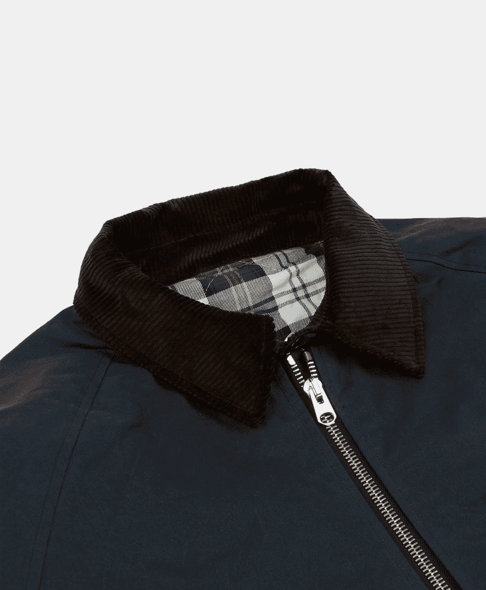 Drakes Navy Waxed Coverall Jacket