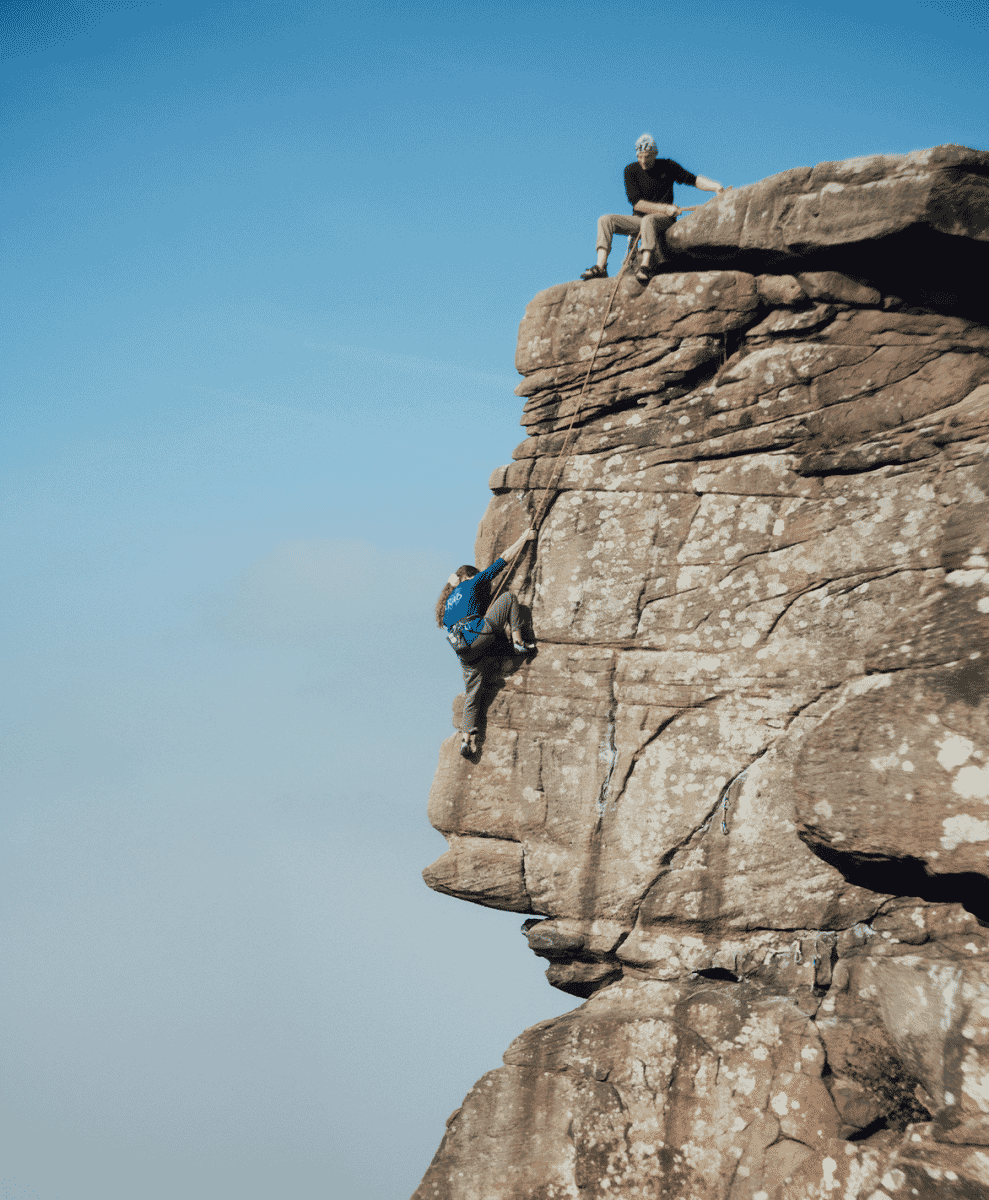 Gramicci x Rab rock climbing photoshoot Grindleford Peak District