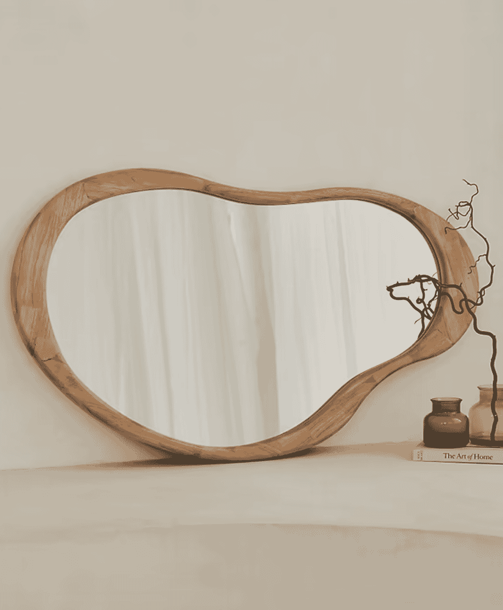 Arcurva
Large Overmantle Light Wood Irregular Mirror 130cm x 80cm