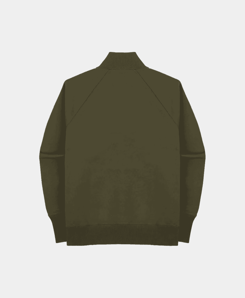 Khaki Green Cotton Quarter Zip Sweatshirt