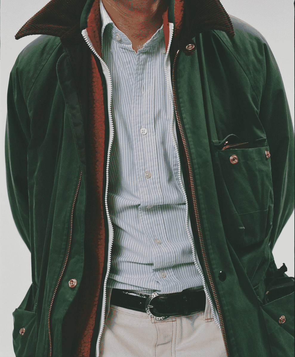 Drakes Green Waxed Coverall Jacket