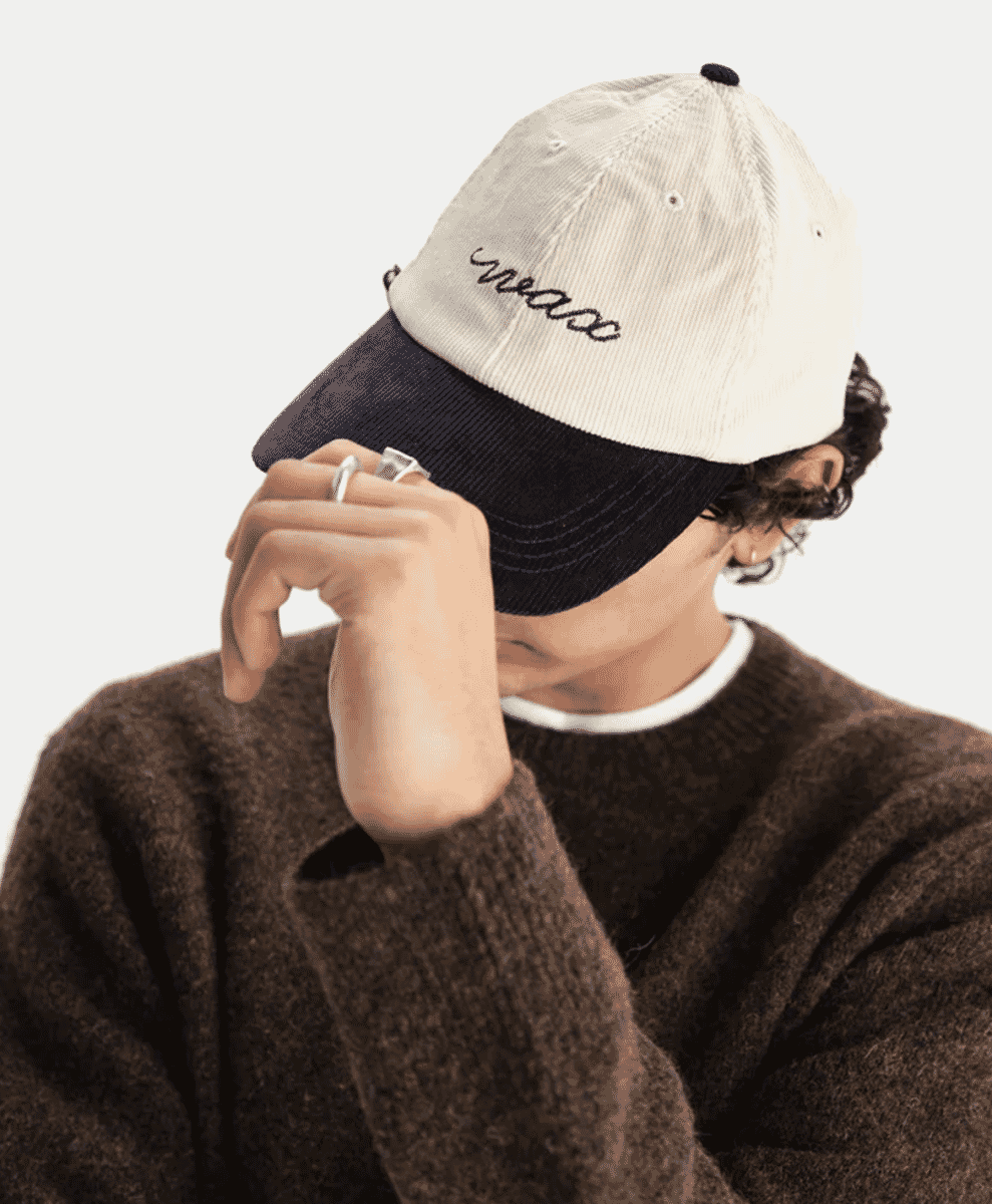 Spencer - Ecru And Navy Corduroy Sports Cap wax london