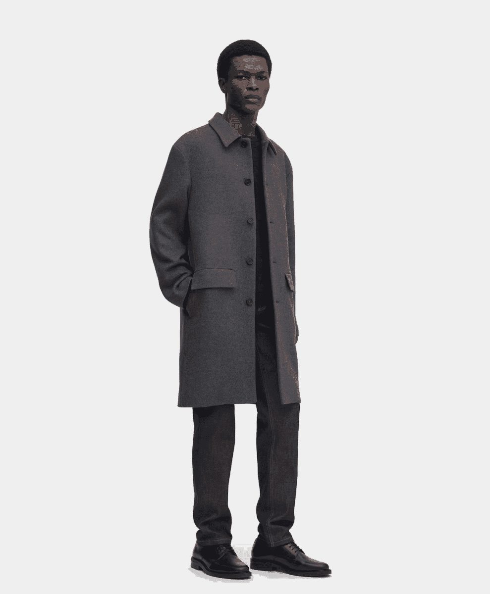 asket mens wool coat charcoal melange