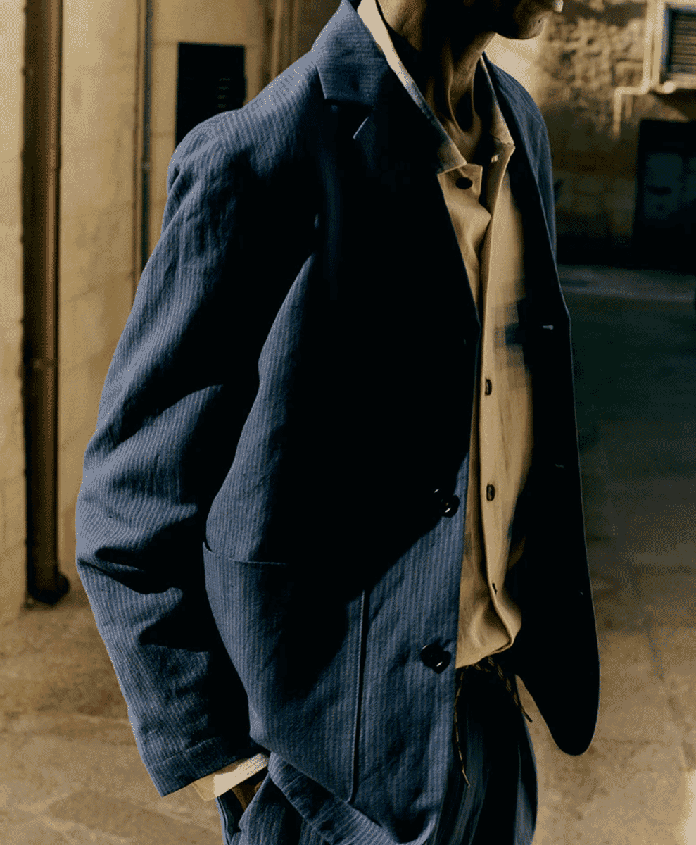Running Stitch Cotton Linen Blazer