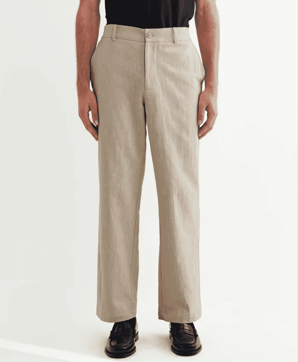 Wax London Bayham - Natural Linen-Cotton Relaxed Fit Trousers