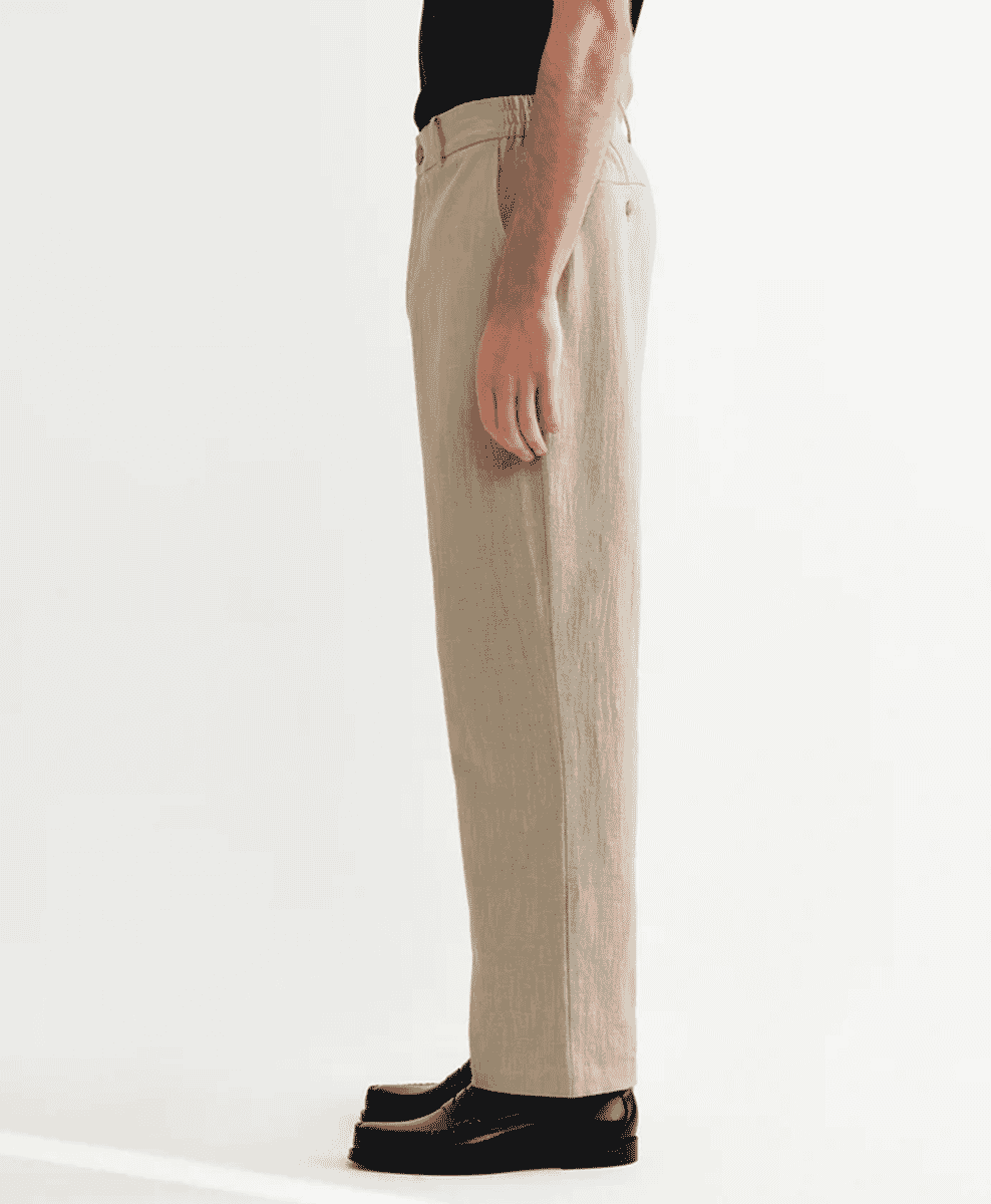 Wax London Bayham - Natural Linen-Cotton Relaxed Fit Trousers