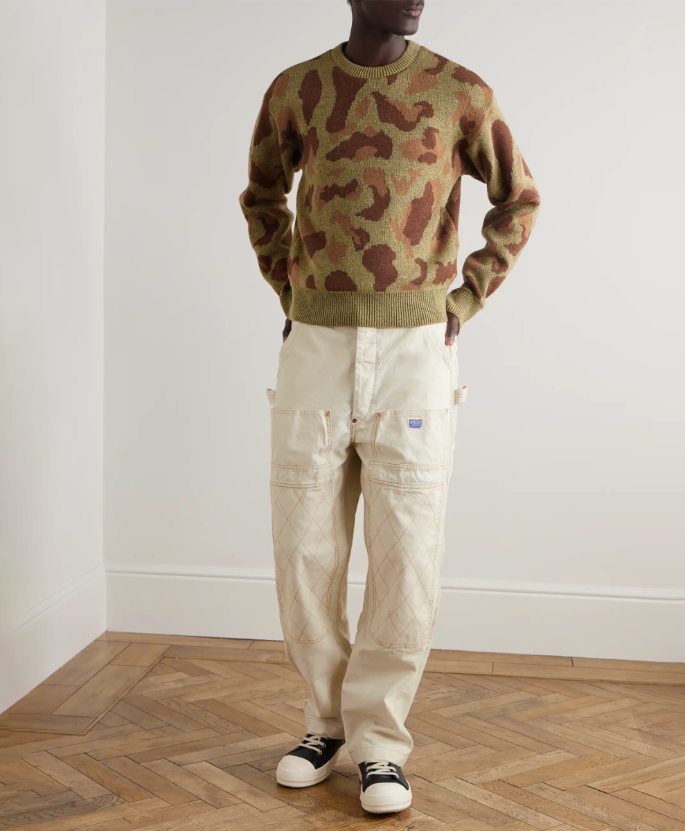 KAPITAL
Lumber Straight-Leg Embroidered Cotton-Canvas Cargo Trousers