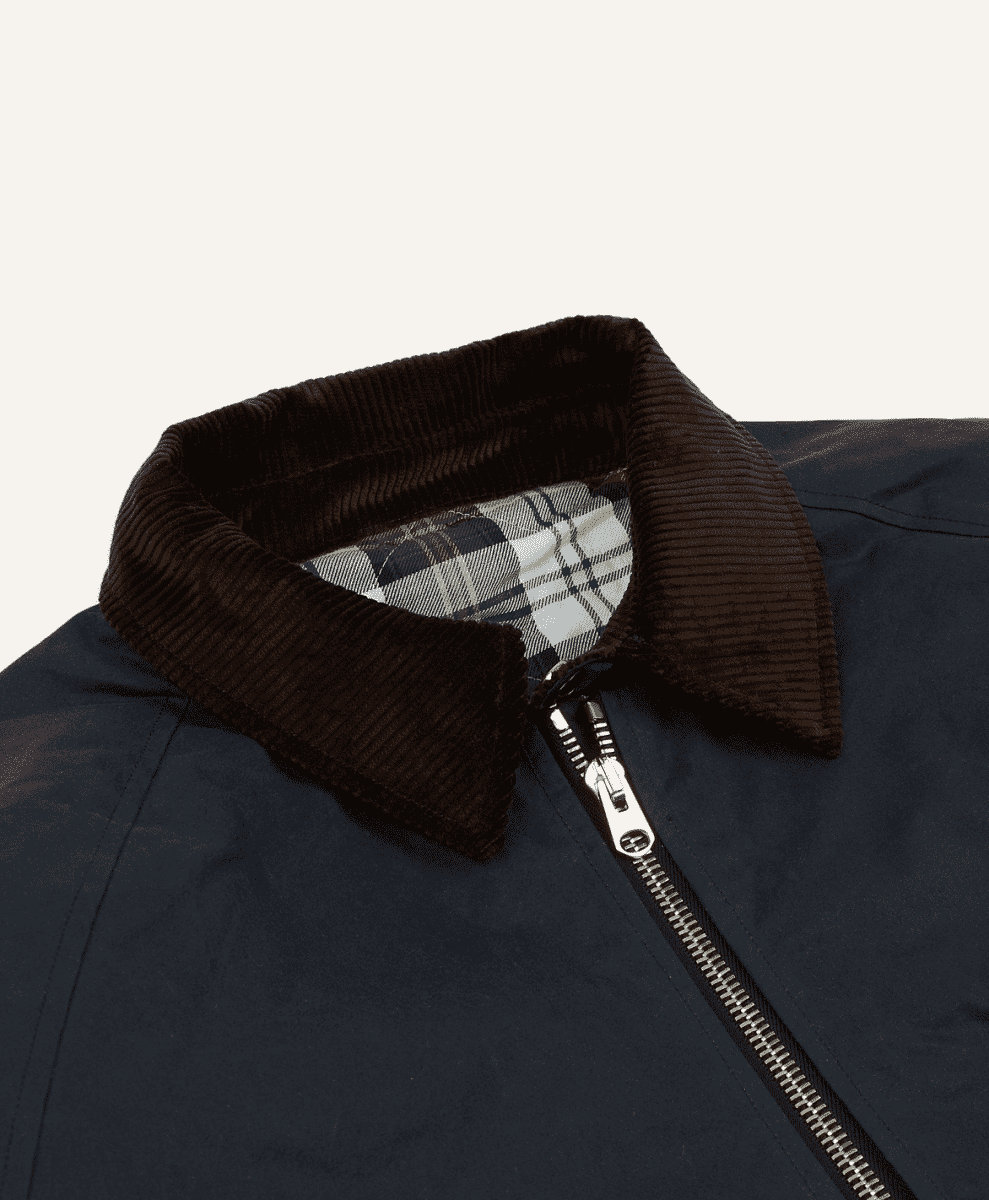 Drake's Navy Waxed Coverall Jacket