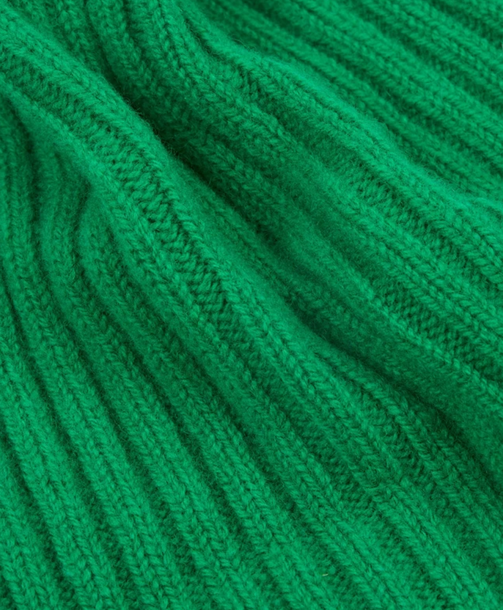 Bright Green Lambswool Ribbed Knit Cap