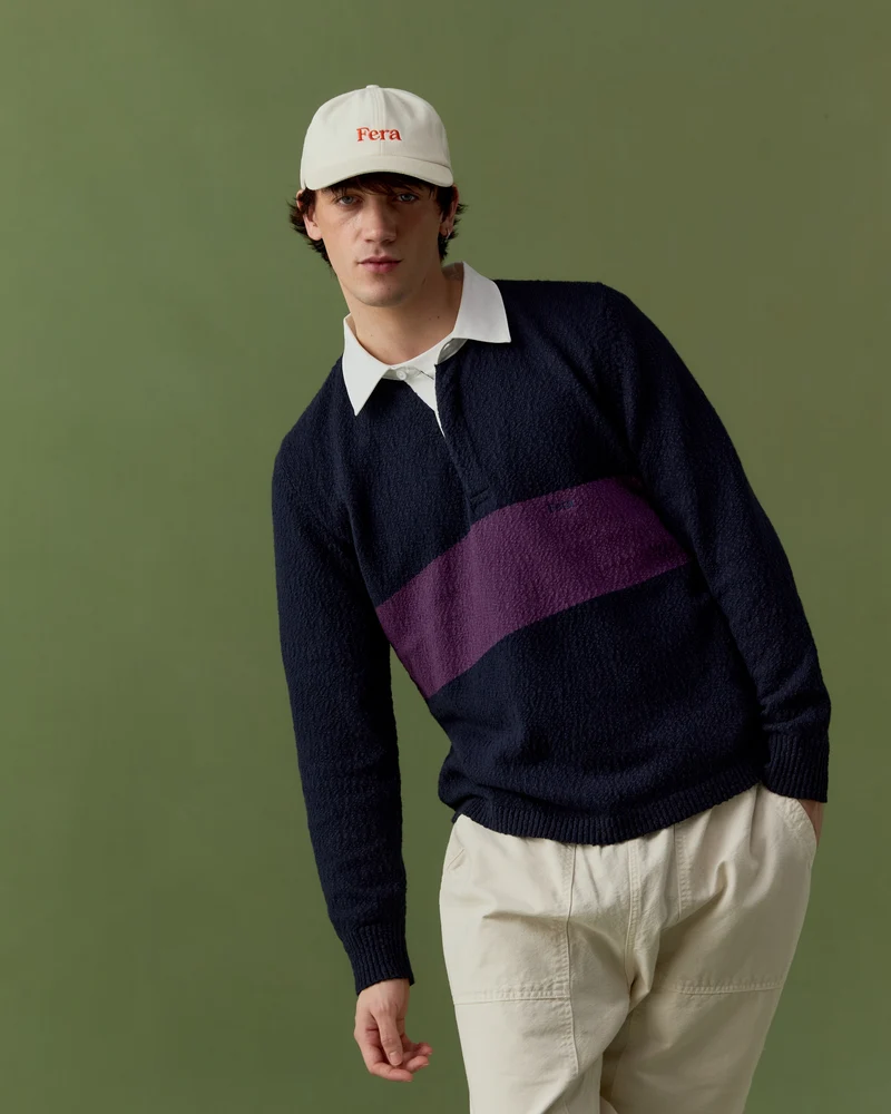 Slub Rugby Shirt - Navy