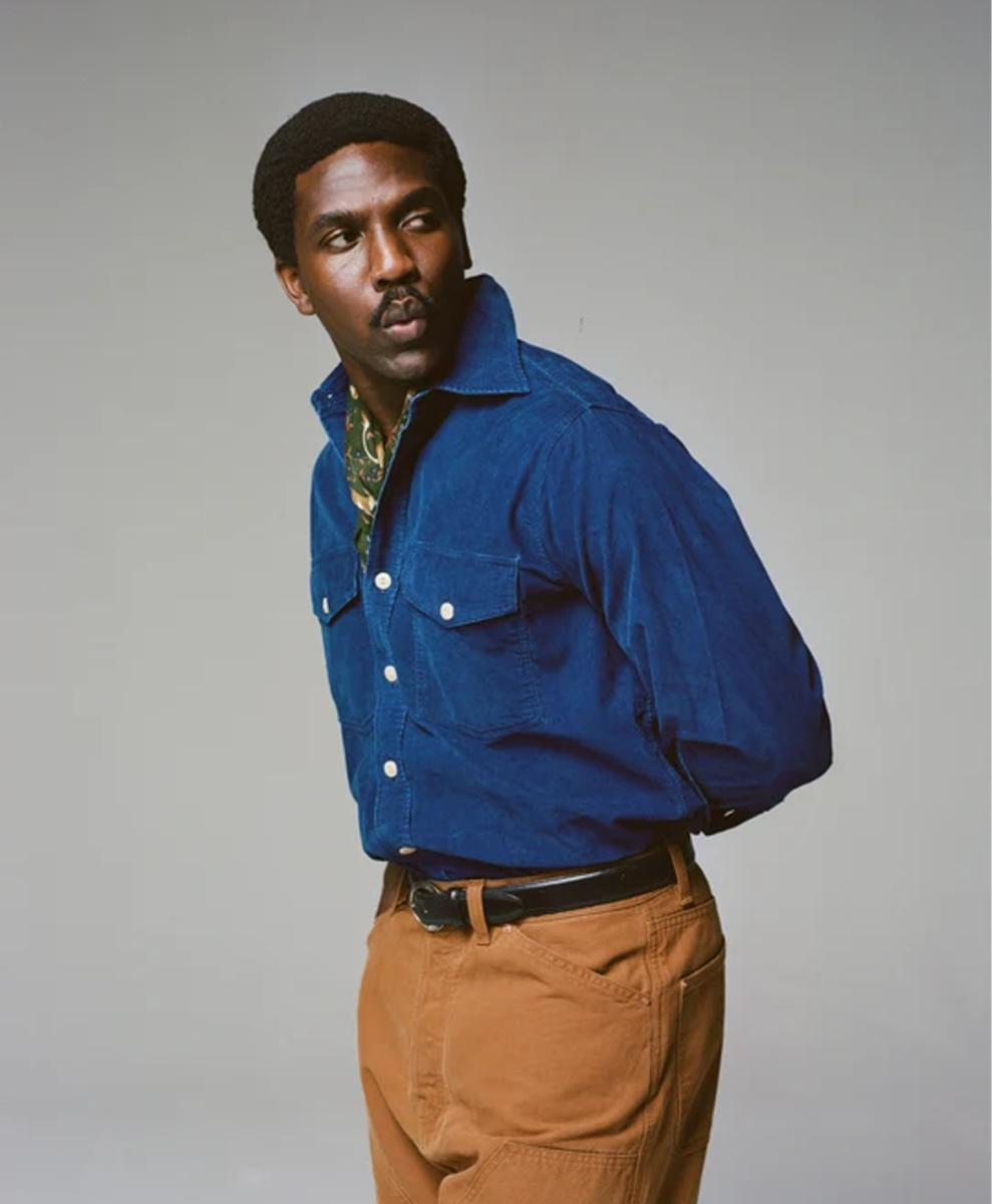 DRAKES' Corduroy overshirt NAVY